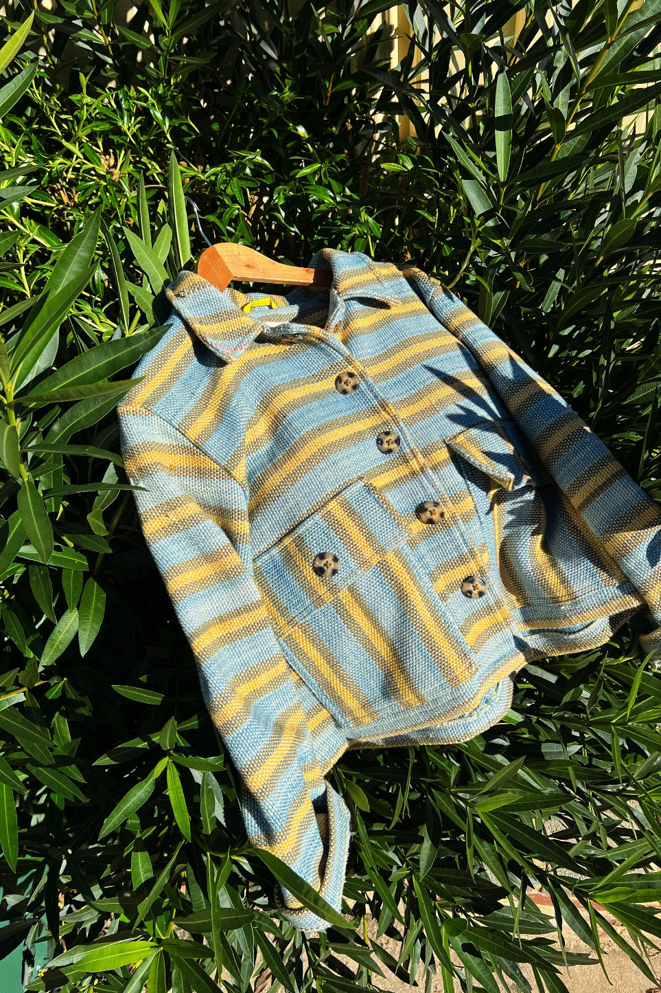 artisan made striped indigo jacket handwoven naturally dyed