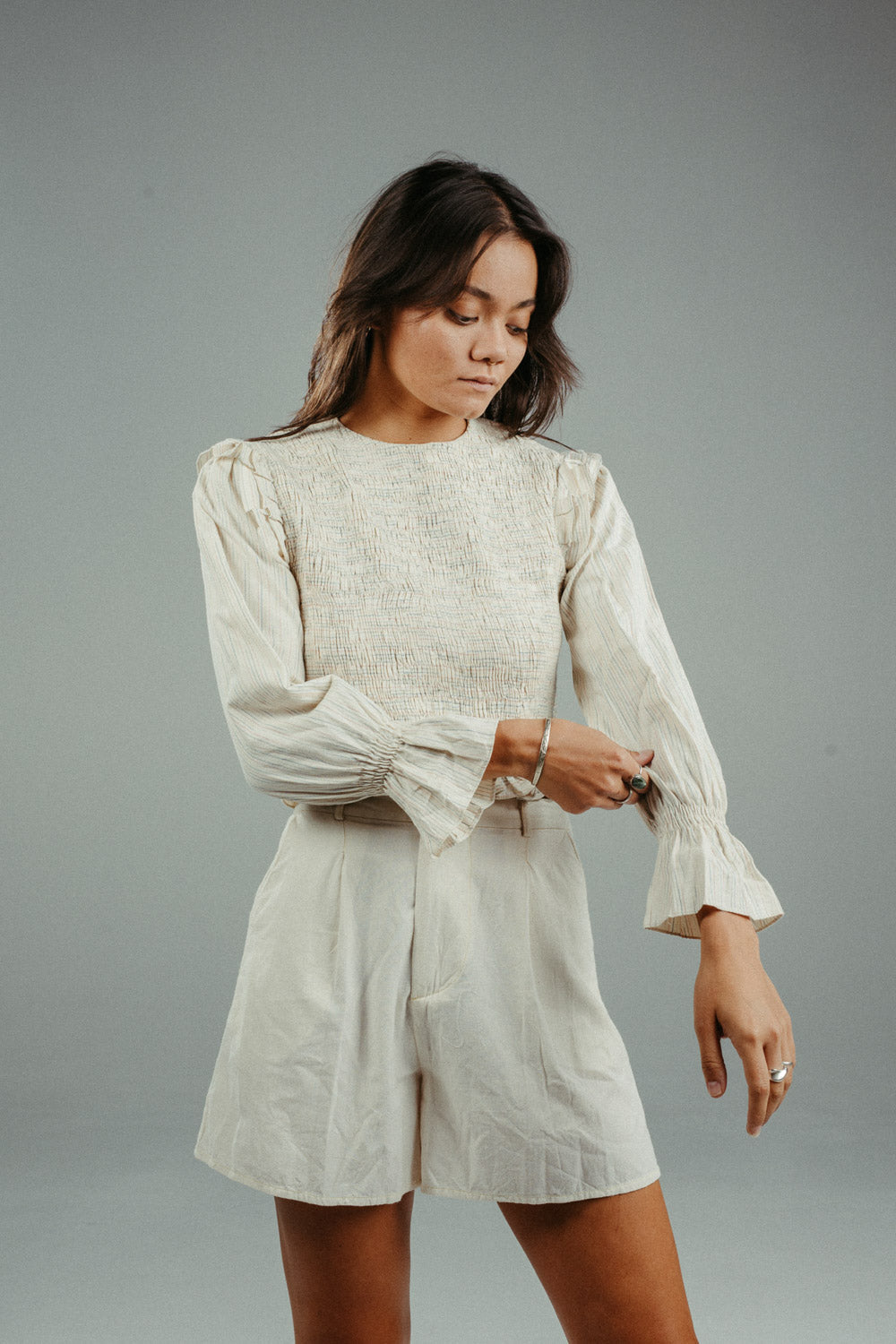 Tori Shirred Top | Pepper