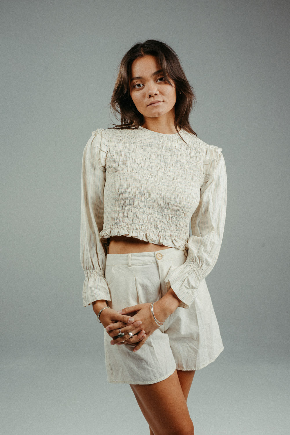 Tori Shirred Top | Pepper