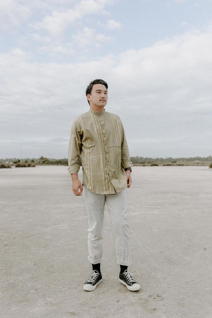 Men's casual cotton shirt, ethically handwoven and naturally handdyed, RUPAHAUS