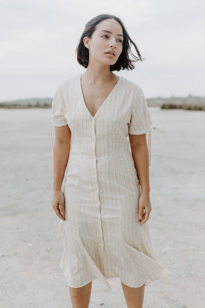 Handwoven women midi dress, ethically handmade and naturally handdyed, RUPAHAUS