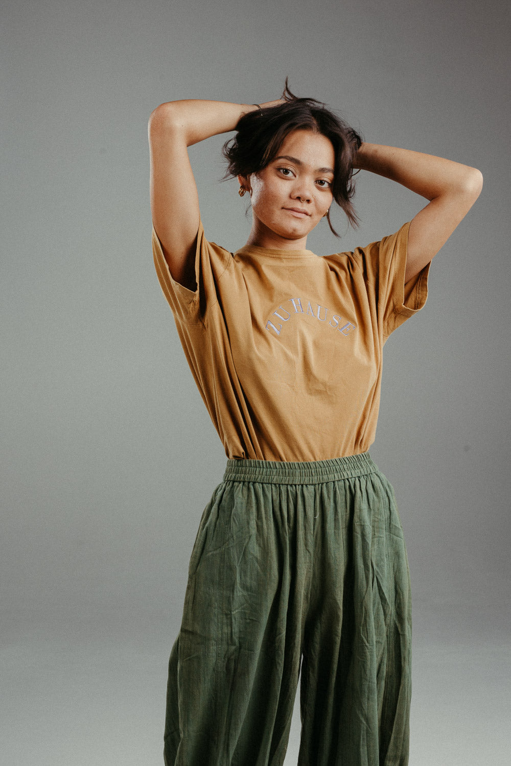 Oka Tee Embroidered | Saffron