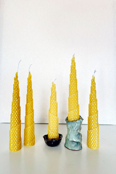 Hand-rolled beeswax candles made in Perth, Western Australia — natural pillar candles with subtle honey scent, sustainable and eco-friendly home décor.