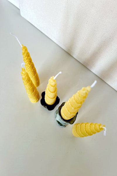 Hand-rolled beeswax candles made in Perth, Western Australia — natural pillar candles with subtle honey scent, sustainable and eco-friendly home décor.