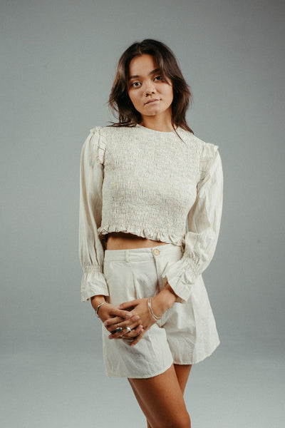 Tori Shirred Top | Pepper