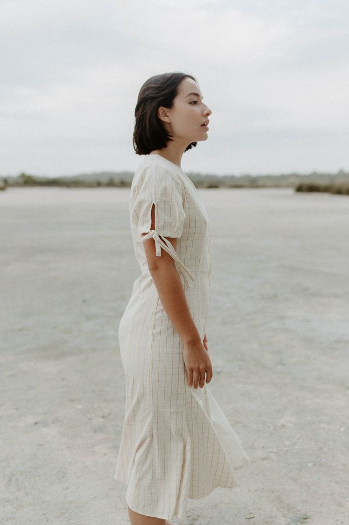 Handwoven women midi dress, ethically handmade and naturally handdyed, RUPAHAUS