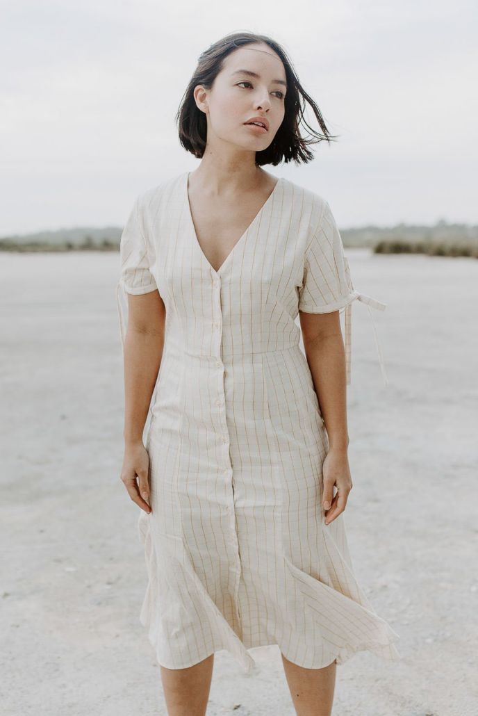 Handwoven women midi dress, ethically handmade and naturally handdyed, RUPAHAUS