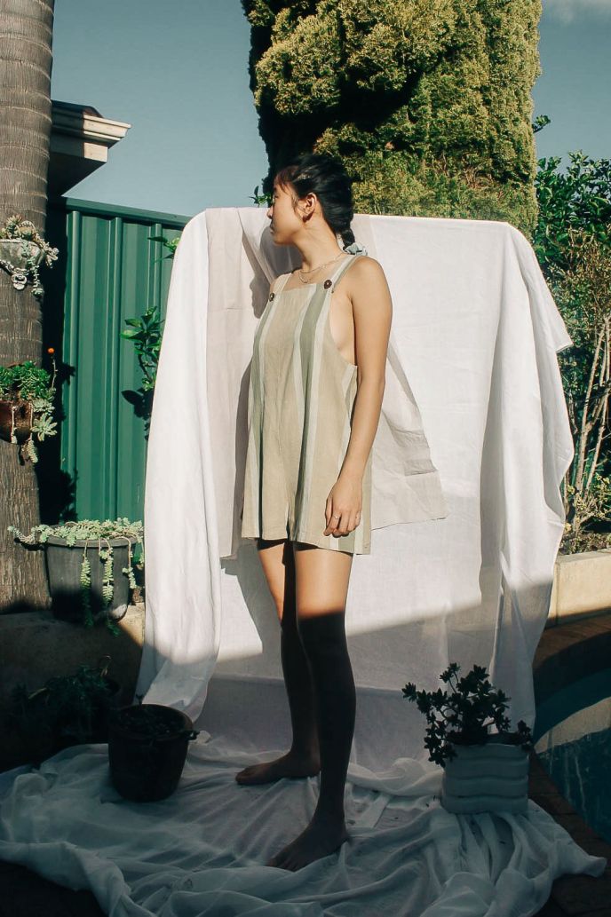Womenswear playsuit, ethically handwoven and naturally handdyed, RUPAHAUS