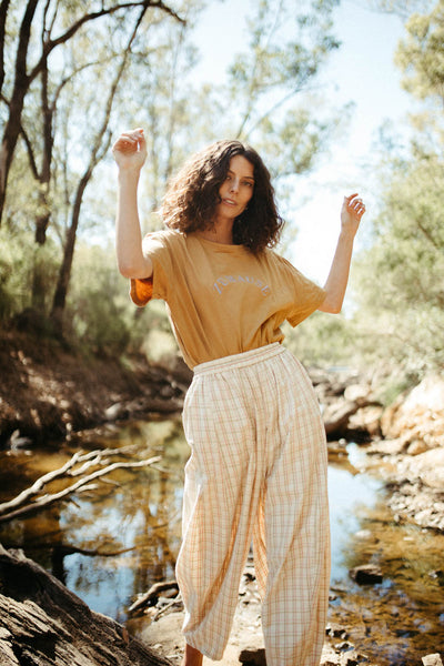 Oka Tee Embroidered | Saffron