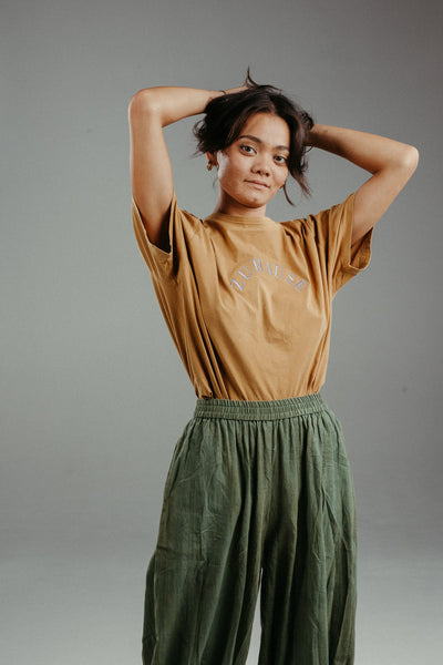 Oka Tee Embroidered | Saffron